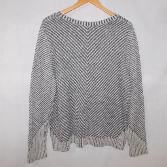 Banana Republic Womens XL Gray Jacquard Chevron Stripes cotton Sweater - Picture 7 of 12